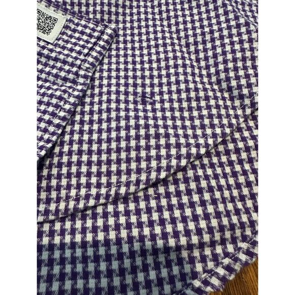 Robert Graham Men's Plaid Paisley Flip Cuff Shirt Purple Size Large Bold Casual - Picture 8 of 12